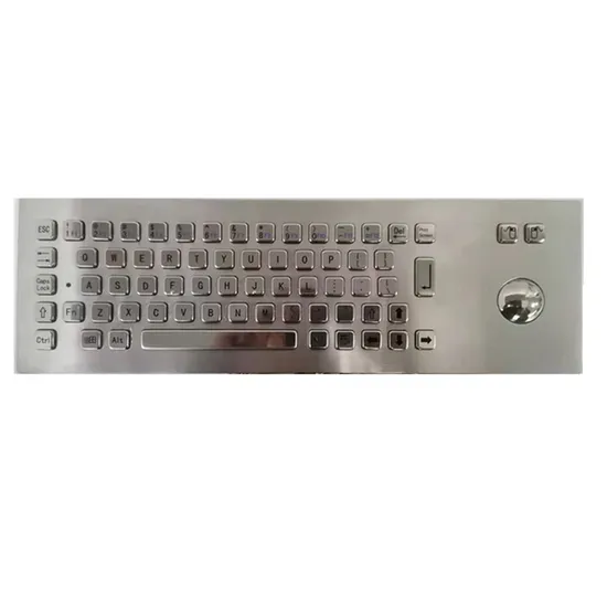 Panel Mount Stainless Steel Metal Keyboard with Trackball for Self Service Kiosk