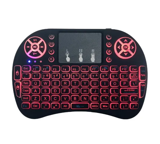 I8 Rechargeable Mini Keyboard 7 Colors Backlit 2.4G Wireless Air Mouse Arabic Russian Keyboard Smart Remote for TV Android Box