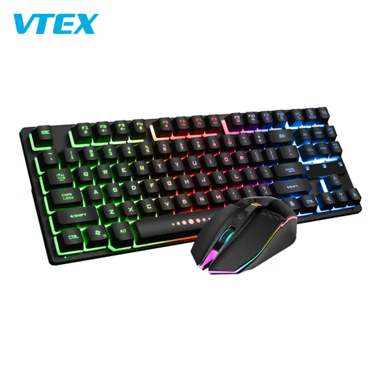 Custom RGB Backlit 87 Keys Keyboard Computer 2.4G Wireless Gaming Keyboard and Mouse