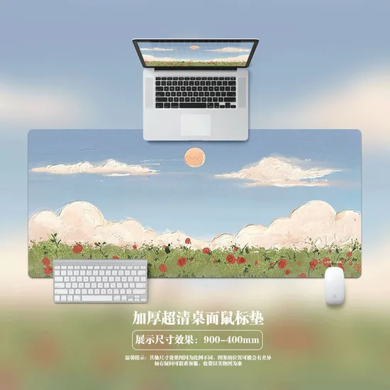 Ins Nordic Oil Painting Mouse Pad Oversized Edge-Locking Laptop Keyboard Student E-Sports Desk Matsimple Literature and Art