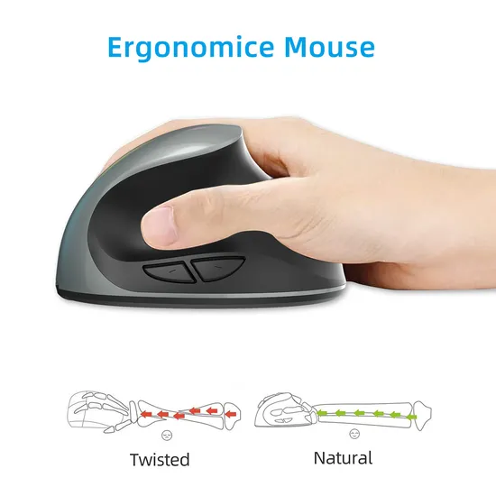 New 2.4GHz Wireless Vertical Mouse Rechargeable Built-in 600mA Ergonomic Mouse2400dpi Wireless Mouse