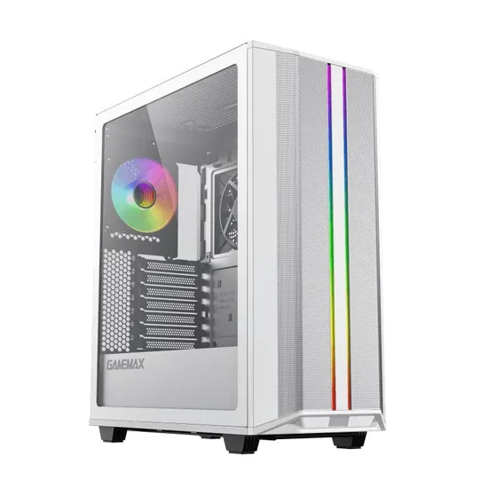 Gamemax Precision Dual Argb Strip on Front Panel, MID-ATX Tower Computer Case