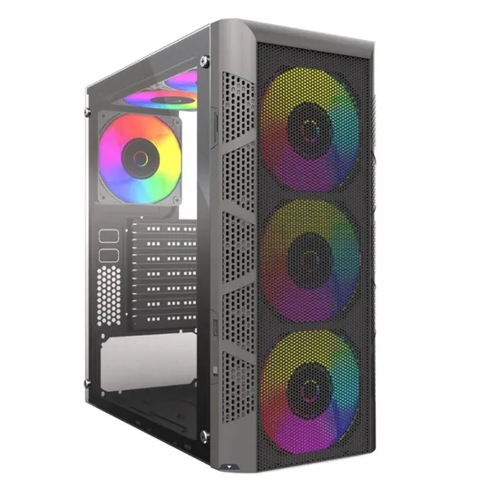 Simple Metal Front Panel Tempered Glass Micro ATX PC Gaming Computer Case