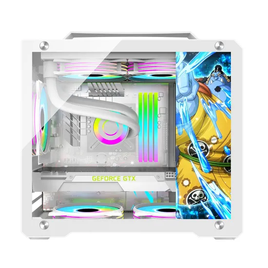 Traveller White M-ATX Small and Medium-Sized Motherboard 240 Water-Cooled Gaming Desktop Console Portable Handheld Case