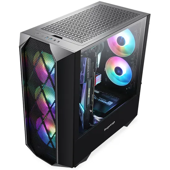 OEM-High-Airflow, RGB LED Light Strips-Glass Side- Unique Mesh-ATX MID-Tower PC Computer Gaming Cases-Chassis-Supplier