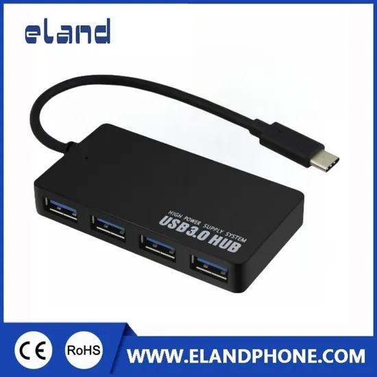 ABS Portable USB-C 3.0 Hub 4 Ports with DC 5V Power Jack