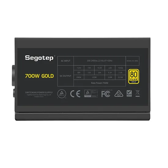 OEM Denmark High Conversion Efficiency 90.4% Segotep 80 Plus Gold 2.89kg 700W Rated Power E Sports Computer Power Supply Factory