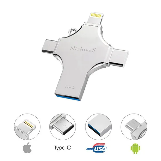Mobile USB 16g 32g 128g 512g Computer Typec Android 4-in-1 High-Speed USB3.0 USB Flash Drive Logo Production