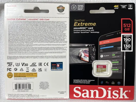 Sandisk Extreme SD Caard 512g A2 U3 V30 Memory Card for Drone Nintendo Sport Camera
