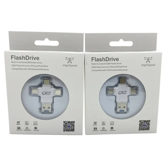 4in1 Metal Mobile Phone USB Flash Disk Drive Type-C OTG Pendrive 3.0 128GB 64GB 32GB Memory Stick for iPhone USB-C Android