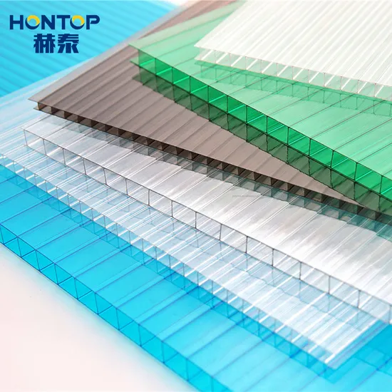 Anti UV Color Frosted PC Crystal Twinwall Policarbonato Greenhouse Roofing Skylight Panel Multiwall Danpalon U Lock Hollow Facade Polycarbonate Sheet