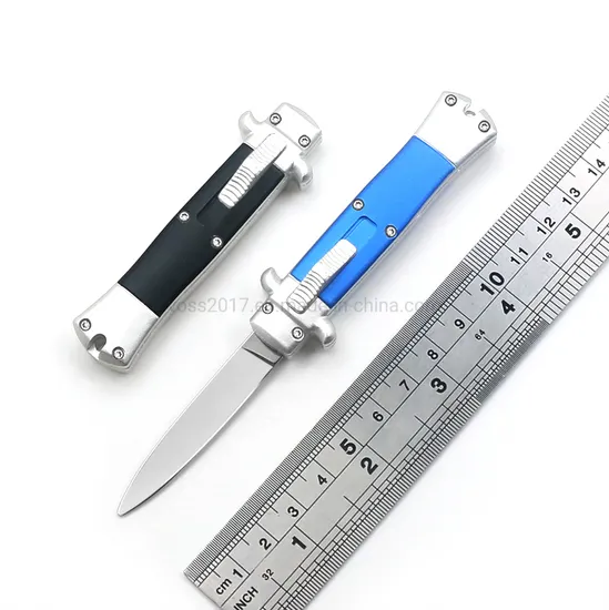 5.3" Mini Otf-Akc Knife Stiletto 440 Mirror Blade Automatic Italian Two Tone Oxidized Knife