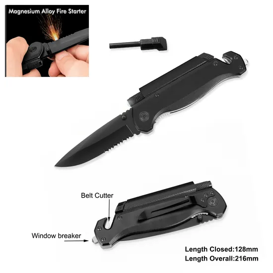 Survival Knife Folding Knife with LED Flashlight (#3941)