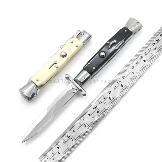 9.85" Italian Guard Bone Handle Kriss Blade Stiletto Switch Pocket Knife