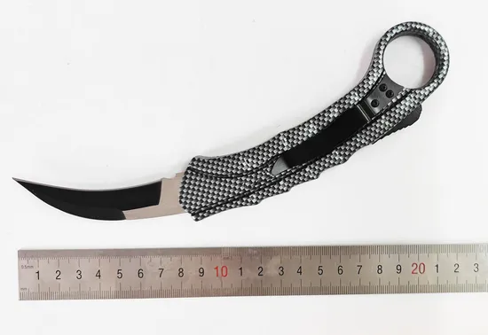 Chinese Wholesale Carbon Fiber Coated Dinosaur Bone Otf Auto Karambit Knife