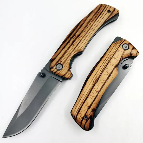 Pk-228zw Zebra Wood Tactical Survival Outdoor Camping Folding EDC Pocket Knife