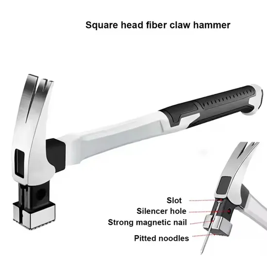 Fiber Handle Hammer Claw Pitted Surface Suction Nail Hammer with Square Head