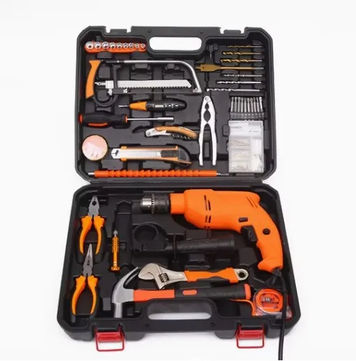 Cisivis 101PCS Household Manual Repair Hardware Tool Set Impact Drill Decoration Punching Combination Saw Pliers Hammer Socket Wrench Electric Drill