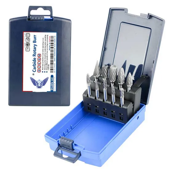 Factory Manufacturer 10PCS 6mm 1/4inch 6.35mm Shank Dia Burr Carbide File Die Grinder Bits Tungsten Carbide Rotary Burrs Set