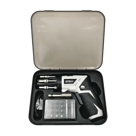 3.6V Kcs633-P19A Rechargeable Electric Screwdriver with 6PCS Bits Quick Change Bits Lithium Battery LED Light Type-C USB Folded Handle