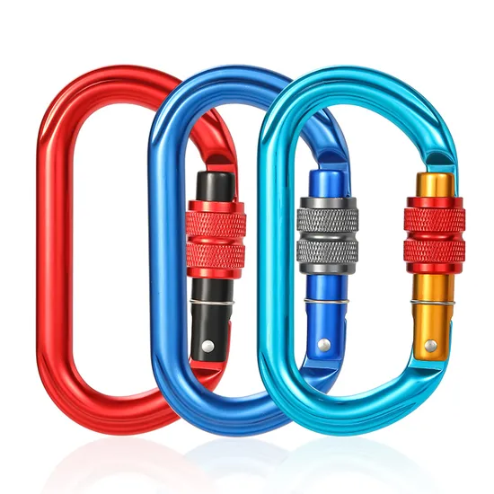 Wholesale 25kN Outdoor Customized Logo and Color Round Shaped Climbing Snap Hook Aluminum Carabiner Hooks S7108b