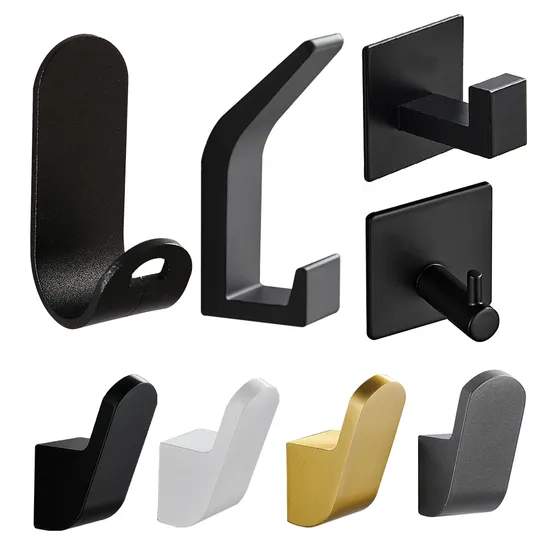 Metal Hook Self Adhesive Wall Hooks Bathroom Kitchen Towel Robe Hooks Coat Hook