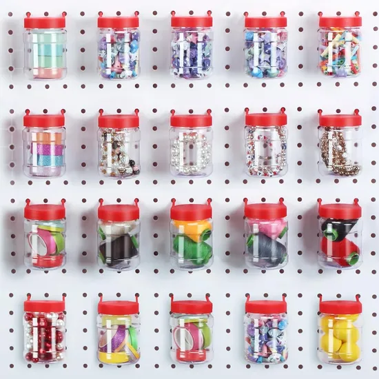 20 Set Pegboard Accessories Jars with Lids, Peg Boards Bins Organizer Storage