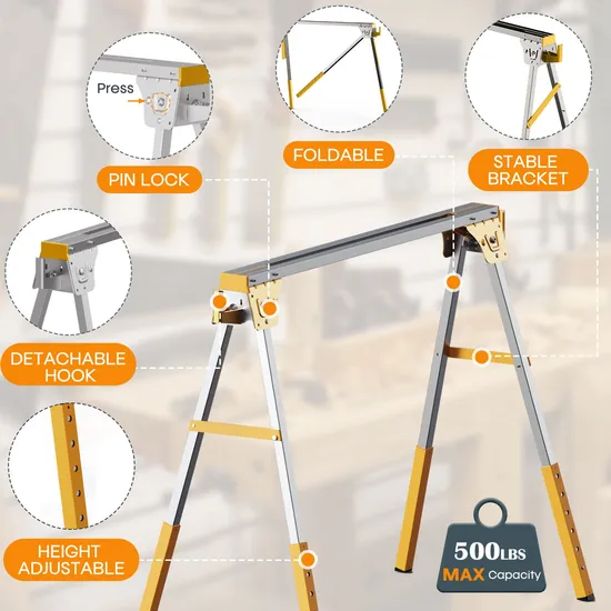 Simple Type Portable Hardware Plastic Easy Folding Sawhorse for Wood Wroking