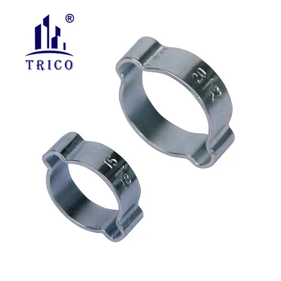 Factory Price Zinc Plated Metal Ear Pipe Clamp Stainless Steel Hose Clip Double Ear Pipe Clamp