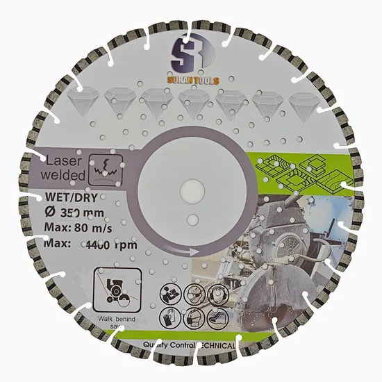 Segmented Laser Welded Diamond Saw Blade Cutting Aspalt Granite Reinforced Concrete