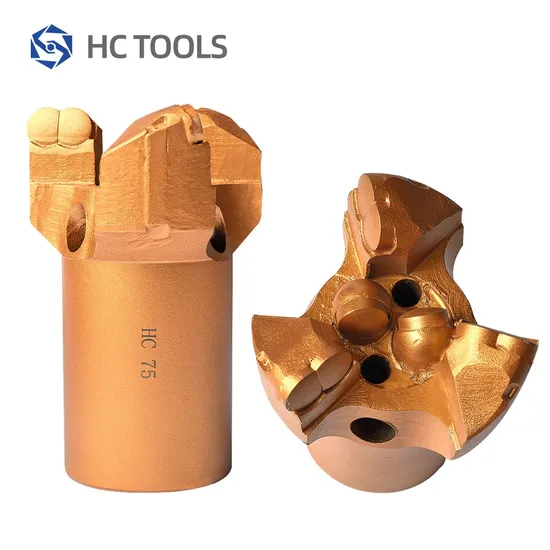 Durable 3" Diamond PDC Drill Bit Three Wings PCD Concave Bit Water Well Drill Coal Hole Saw