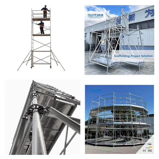 OEM/ODM Certified Adjustable Mobile Rolling Steel / Aluminum Layher Ringlock Scaffolding System Aluminium Scaffold for Construction