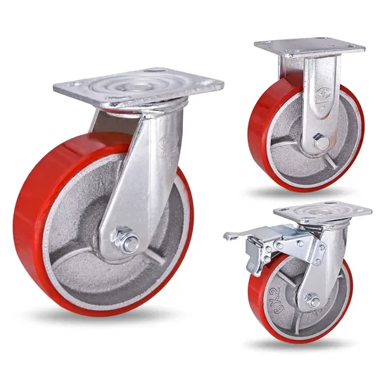 4/5/6/8inch Casters Heavy Duty PU on Cast Iron Castor Wheels