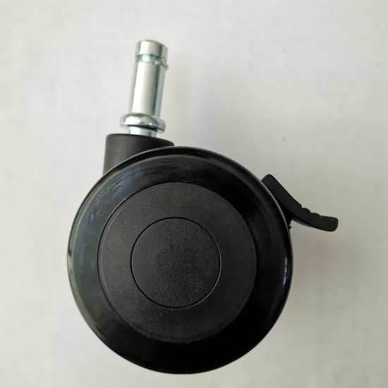2.5 Inch Twin Wheel Furniture Round Stem Caster Black PU Medical Castor with Brake