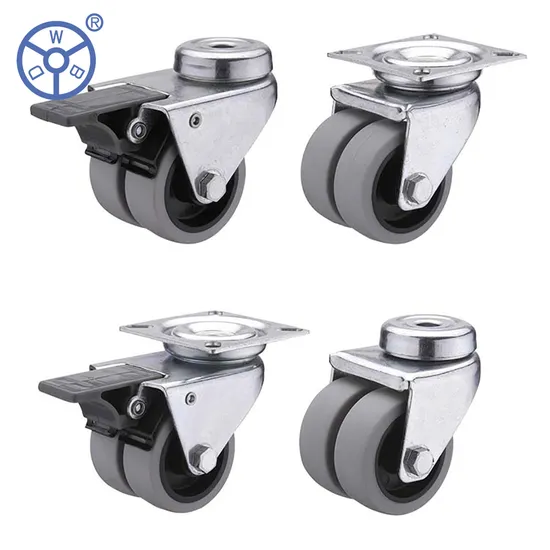 Wbd 2 Inch 50mm Bolt Hole Top Plate Swivel TPR Mute Twin Wheel Dual Caster with Brake