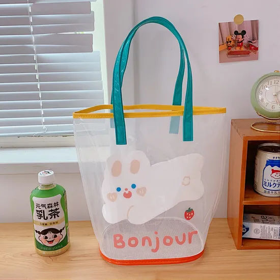 2021 Summer New Custom Tote Beach Bags Waterproof PVC Transparent Women Handbags Ladies Shoulder