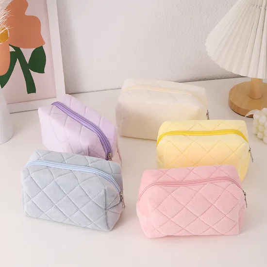 Wholesale Velvet Crystal Wash Storage Pouch Colorful Toiletry Bags Travel Cosmetic Makeup Bag with Zipper