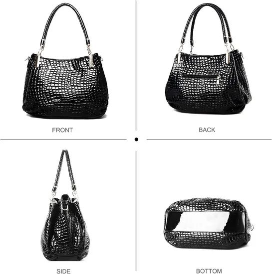 Women′s Handbag Crocodile Grain PU Leather Women′s Shoulder Bag 2 Pieces Handbag Crossbody Totes Large Bag
