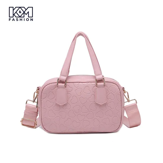 Stylish Vegan Leather Shoulder Bag for Women with Heart Design Satchel