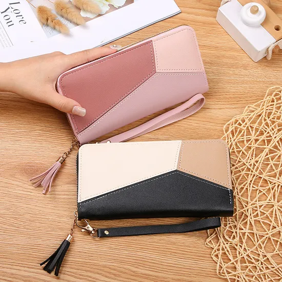 Professional Wholesale Custom PU Leather Purse Smart Designer Luxury Splice Color Lady Wallet for Card Holder