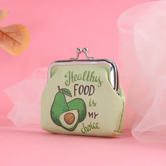 Ladies Cartoon Cute Coin Purse Avocado Print Coin Card Holder