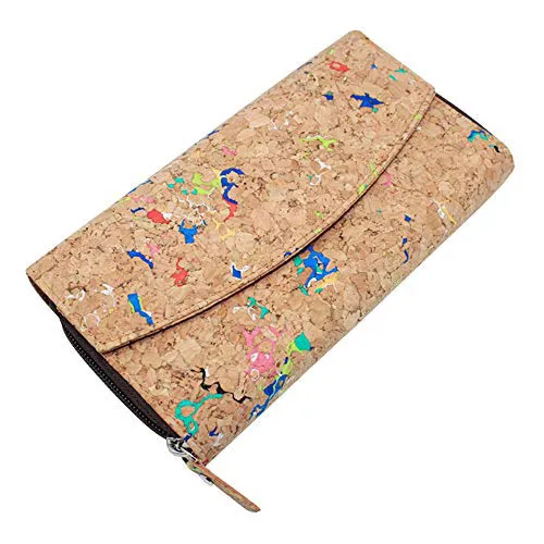 Natural Cork Wallet Large Capacity Smart Phone Long Clutch Purse for Women Vegan Gift