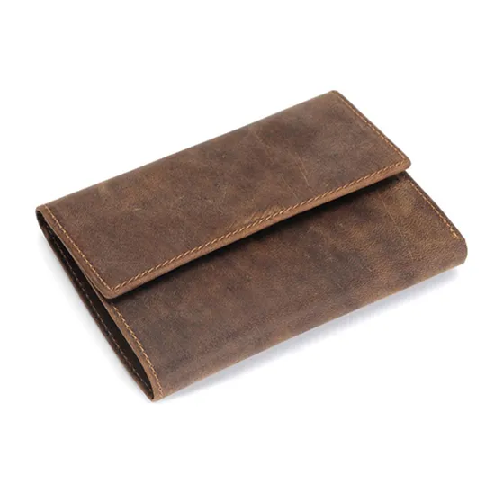 Factory Wholesale Price Brown Crazy Horse Leather Purse Leather Wallet for Men