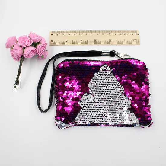 Promotional Gift Mermaid Sequin Purse Card Coin Phone Holder Handbags Sequin Wristlet