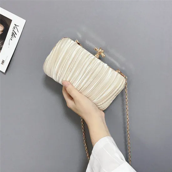 Sequins Gold Chain Bag Beading Ladies Clutch Pearl Evening Party Handbag
