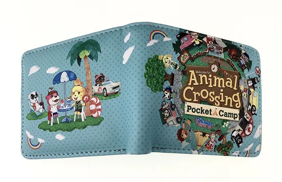 Game Animal Crossing Short Wallet Men PU Leather Bi-Fold Coin Purse Cartoon Anime Cosplay Wallets with Zipper Coin Pocket