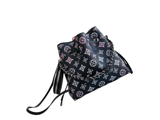 Women′s Fashion Leather Handbag Monogram Pattern Gradient Bella Bucket Bags Sheeted Cowhide