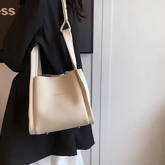 Grained Bucket Women Simple Summer Shoulder Hand-Held Vegetable Basket Bag