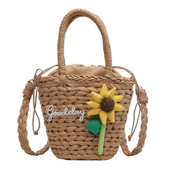 Hobo Straw Bag Handmade Rattan Bag Summer Vegetable Shopping Basket Bag Shoulder Strap One-Shoulder Beach Handbags