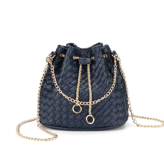 Chain Drawstring Designer PU Ladies Bucket Bag